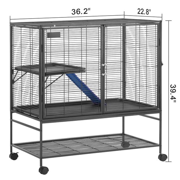 Smådyrsbur, 92x58x100 cm, Sort, Metal