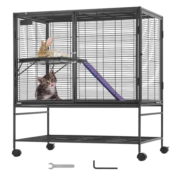 Smådyrsbur, 92x58x100 cm, Sort, Metal