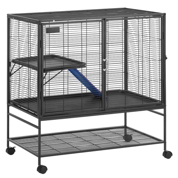 Smådyrsbur, 92x58x100 cm, Sort, Metal