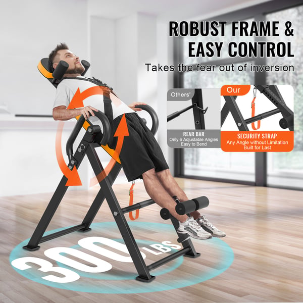 Inversionstabel, 136 kg kapacitet, orange/sort, stål