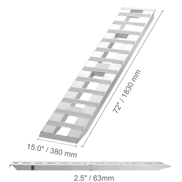 Lastningsramper, 182,9x38,1 cm, Aluminium, Extra kraftig
