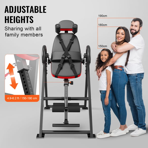 Inversionstabel, 136 kg kapacitet, rød, styrketræningsudstyr