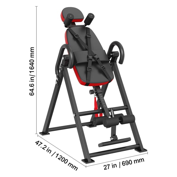 Inversionstabel, 136 kg kapacitet, rød, styrketræningsudstyr