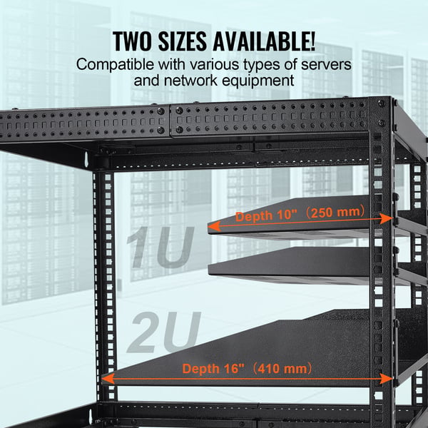 Server Rack Hylde, 48x25x4.3 cm, Sort, Ventileret Stål