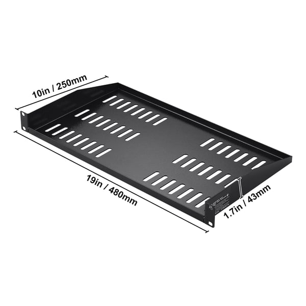 Server Rack Hylde, 48x25x4.3 cm, Sort, Ventileret Stål