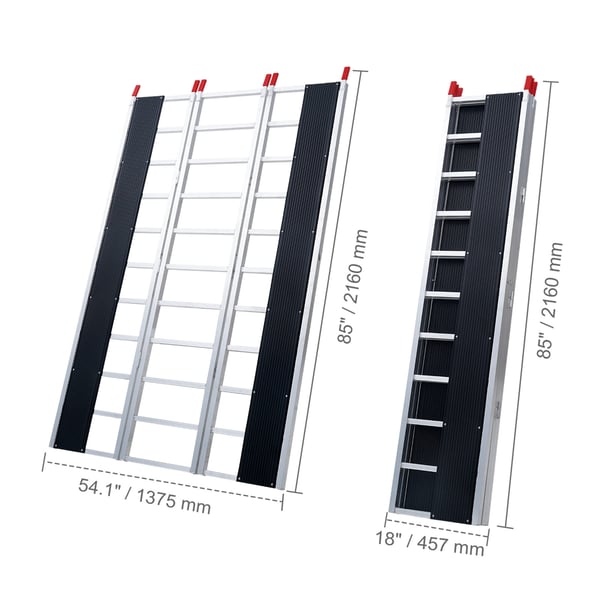 Lastningsramp, Tri-Fold Aluminium, 2160x1375x39 mm, Halkfri, Förvaring