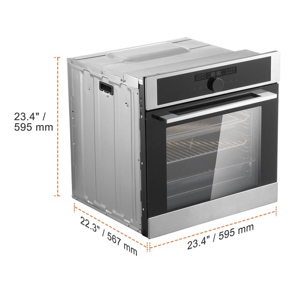 Vægovn, 76L elektrisk indbygget ovn, 59.5x56.7x59.5 cm, rustfrit stål