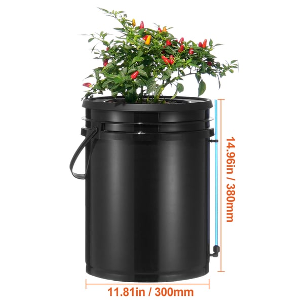 Hydroponisk dyrkningssystem, Deep Water Culture 4 spande 30x30x38 cm, Sort, PP-materiale
