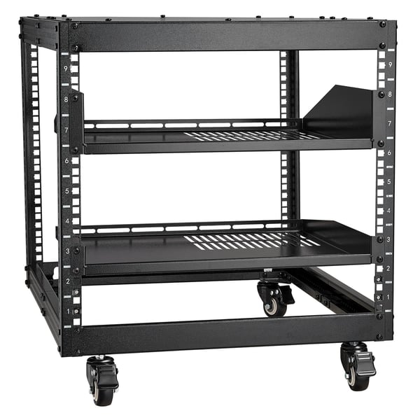 Server Rack, 9U 4-søjlet åbent stel, 58,4x101,6 cm justerbar dybde, stål