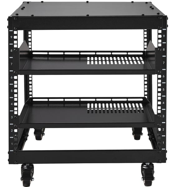 Server Rack, 9U 4-søjlet åbent stel, 58,4x101,6 cm justerbar dybde, stål