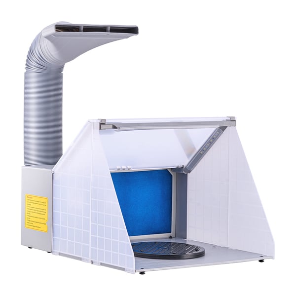 Airbrush sprøjtekabine, 48x42x34 cm, bærbar, LED-lys, udsugningsventilator