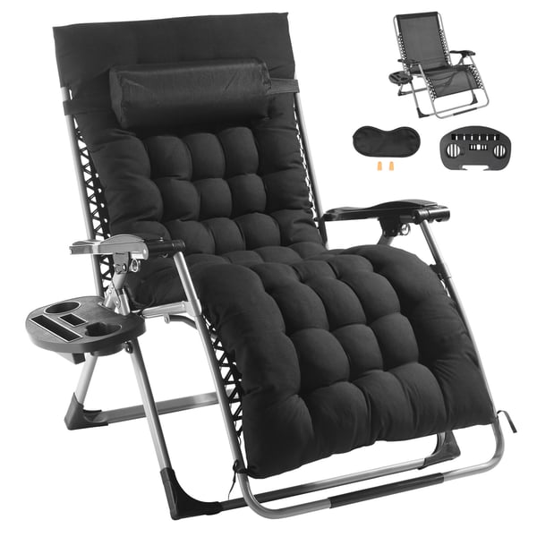 Zero Gravity Stol, 159x82,5x79,5 cm, Sort, Justerbar Liggestol