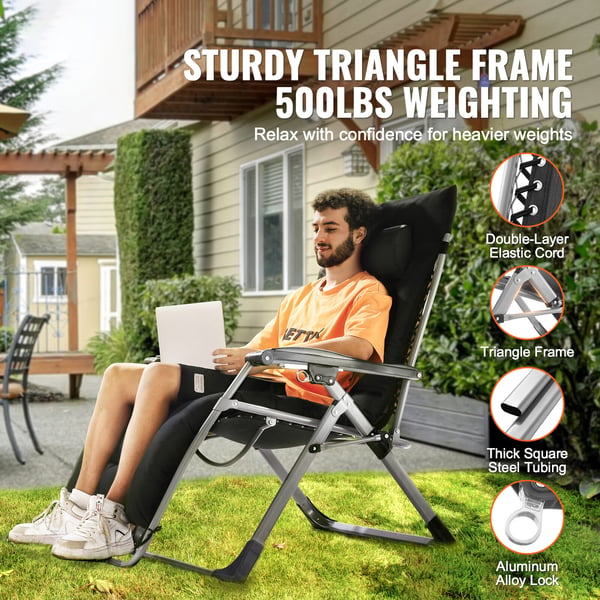 Zero Gravity-stol, 159x82,5x79,5 cm, Svart, Justerbar vilstol