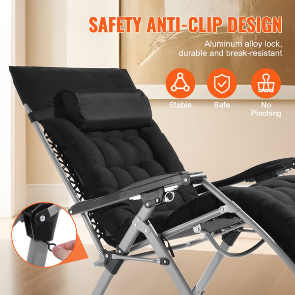 Zero Gravity-stol, 159x82,5x79,5 cm, Svart, Justerbar vilstol