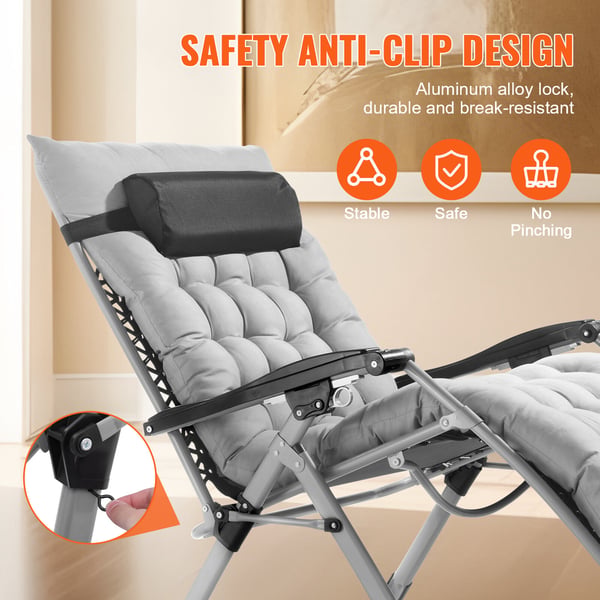 Zero Gravity Stol, 86.5x82.5x111 cm, Grå, Justerbar Liggestol