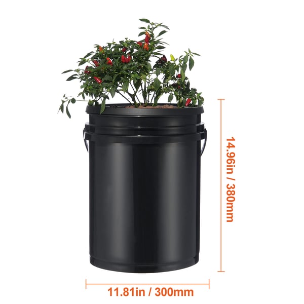 Hydroponiskt system, Recirkulerande Deep Water Culture 4 hinkar, 30x30x38 cm, Svart, PP-material