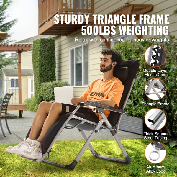 Zero Gravity-stol 86,5x64,5x111 cm svart, Recliner loungestol