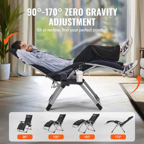 Zero Gravity-stol 86,5x64,5x111 cm svart, Recliner loungestol