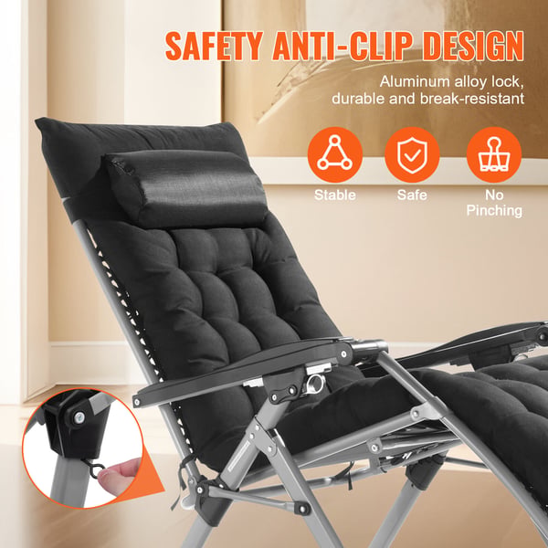 Zero Gravity-stol 86,5x64,5x111 cm svart, Recliner loungestol