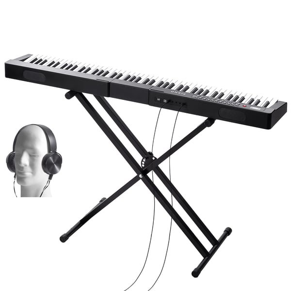 Digitaalinen pianokoskettimisto, 88 koskettimen puolipainotettu, 128,5x22,5x120 cm, musta, sähköinen koskettimisto