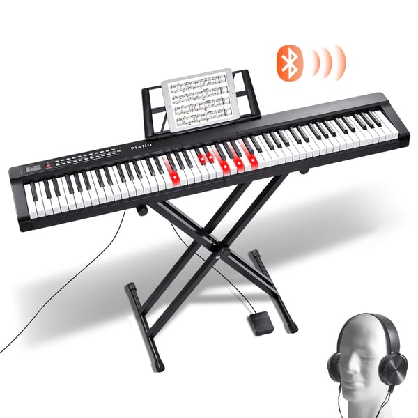 Digitaalinen pianokoskettimisto, 88 koskettimen puolipainotettu, 128,5x22,5x120 cm, musta, sähköinen koskettimisto