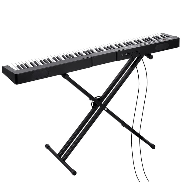Digitaalinen pianokoskettimisto, 88 koskettimen puolipainotettu, 128,5x22,5x120 cm, musta, sähköinen koskettimisto