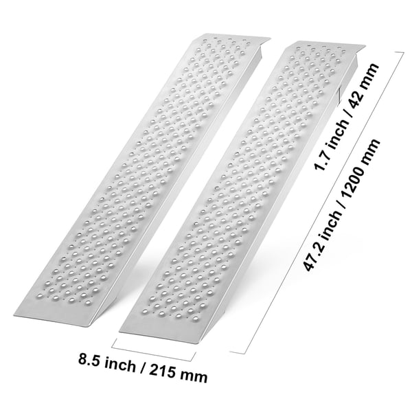 Lastset för påkörningsramp, 1200x215x42 mm, aluminium, halkskydd, portabel förvaring