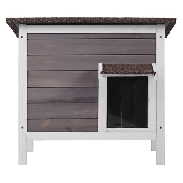 Udendørs kattehus, 61x50,8x53,5 cm, grå, træisoleret ly