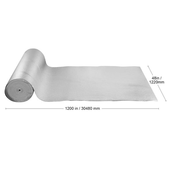 Termisk isoleringsrulle, 122x7620 cm, sølv, aluminiumsfolie vævet stof