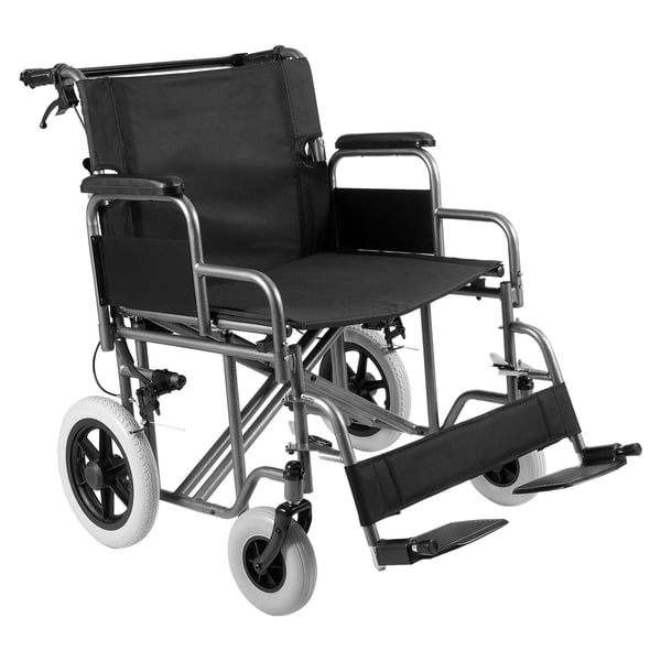 Kørestol, foldbar transportstol i kulstofstål, 104,5x77x91,8 cm, sort