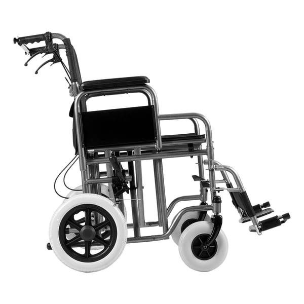 Kørestol, foldbar transportstol i kulstofstål, 104,5x77x91,8 cm, sort