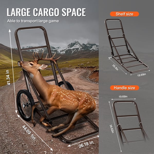 Vagn för jakt, 112x65x105 cm, Fällbar, Stål, Transport