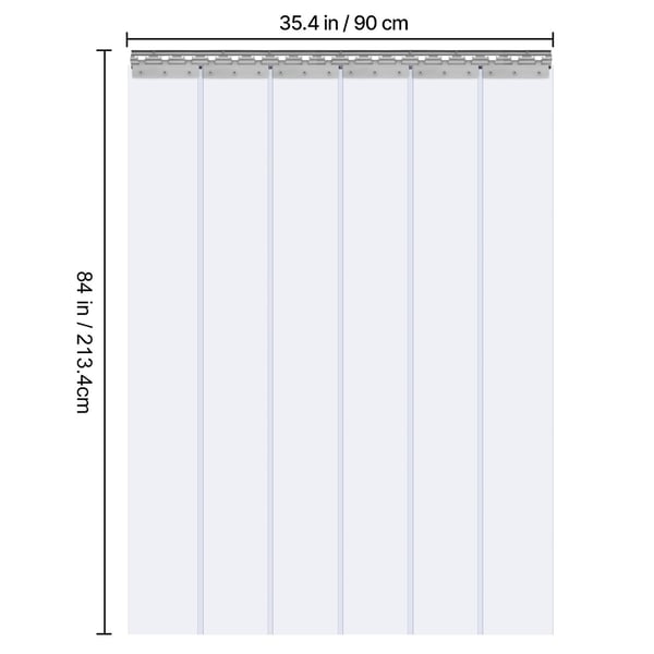 Strimmelgardin, PVC-dørgardin, 96,5x213,4 cm, Klar, Plastik