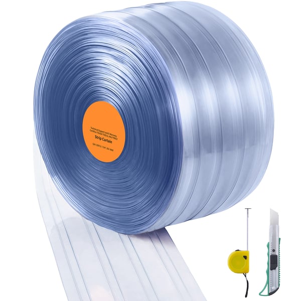 PVC-strimmelgardin, 4572x20 cm, Klar, Ribbet plastdørstrimmel