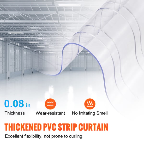 PVC-strimmelgardin, 4572x20 cm, Klar, Ribbet plastdørstrimmel