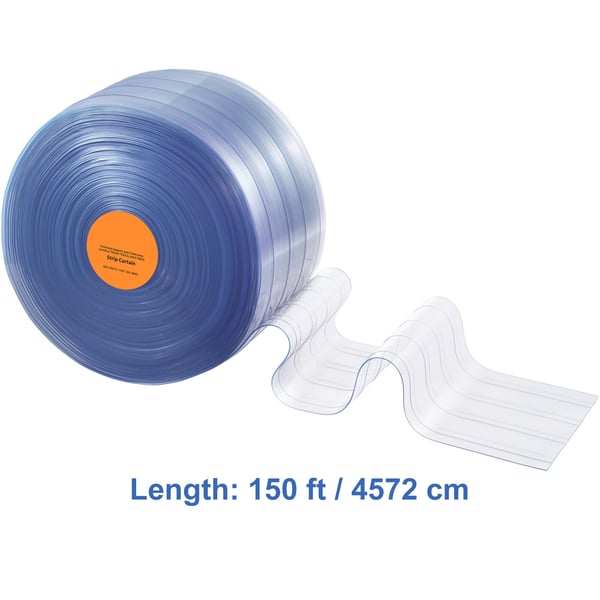 PVC-strimmelgardin, 4572x20 cm, Klar, Ribbet plastdørstrimmel