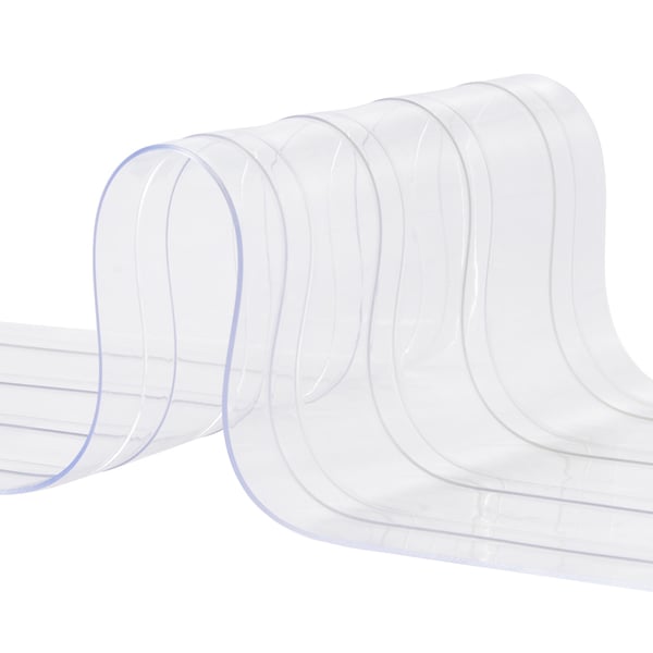 PVC-strimmelgardin, 4572x20 cm, Klar, Ribbet plastdørstrimmel