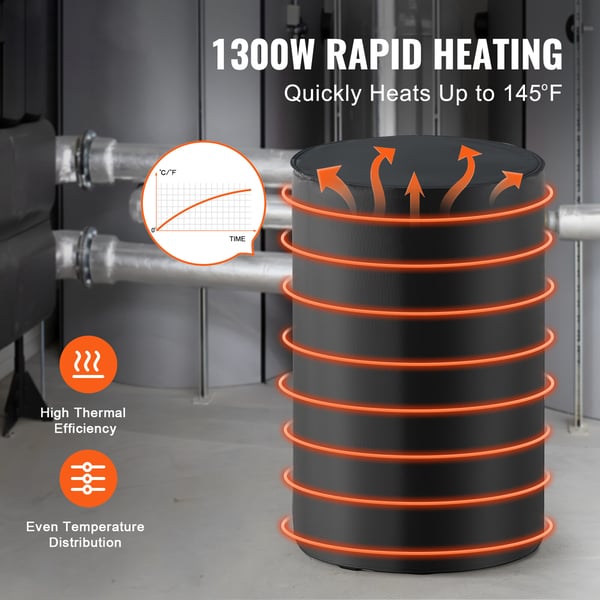 Tynnyrilämmitin 208,2 L 1300W 0-63°C säädettävä, metalli, eristetty