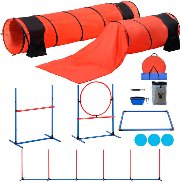 Koirien agilityharjoittelusetti, 7 osaa, 71x299,9x60 cm, säädettävä, PVC