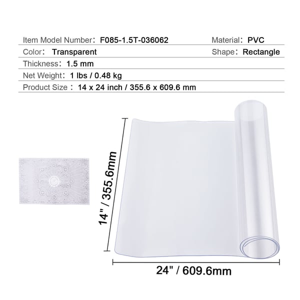 Bordbeskytter, 35,6x61 cm, Transparent, PVC
