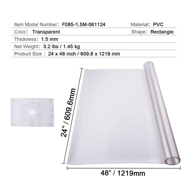 Bordbeskytter, 61x122 cm, Transparent, PVC