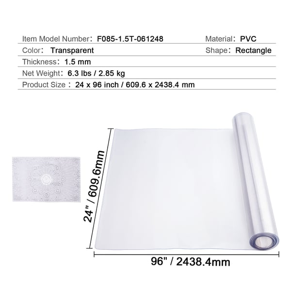 Bordbeskytter, 61x244 cm, Transparent, PVC