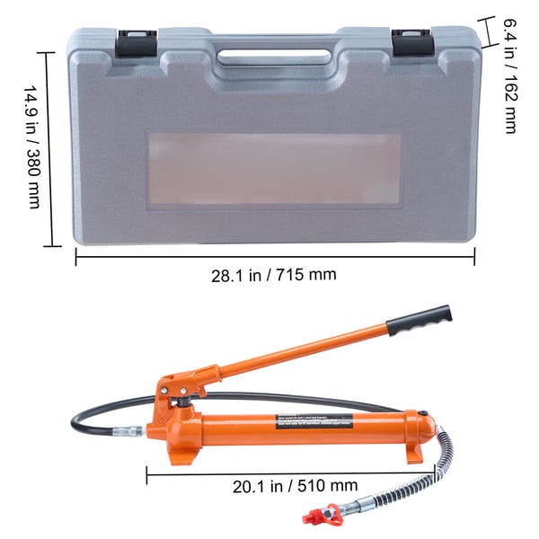 Hydraulisk domkraftssats, 12 ton Porta Power, 132 mm slaglängd, orange, förvaringsväska