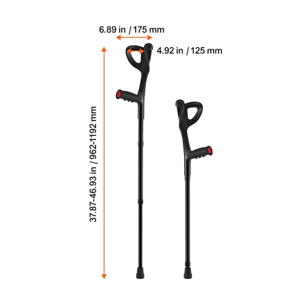Underarmskryckor, 17,5x12,5x96,2-119,2 cm, Justerbara, Aluminium