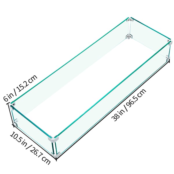Vindskydd för eldstad, 96,5x26,7x15,2 cm, Klar, Härdat glas