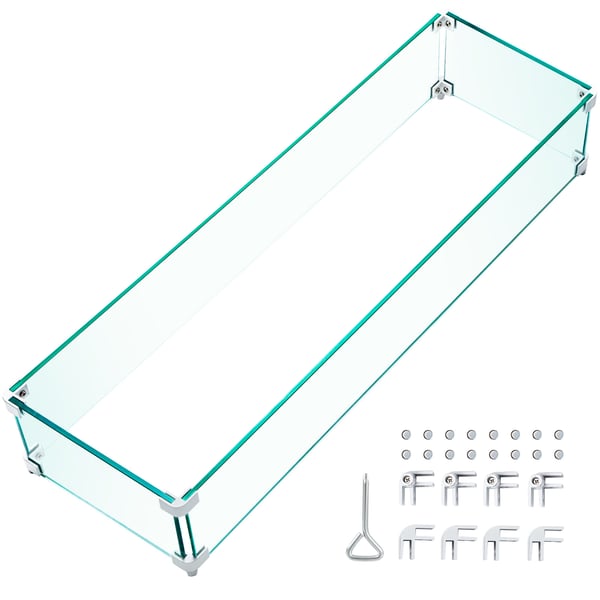 Vindskydd för eldstad, 96,5x26,7x15,2 cm, Klar, Härdat glas