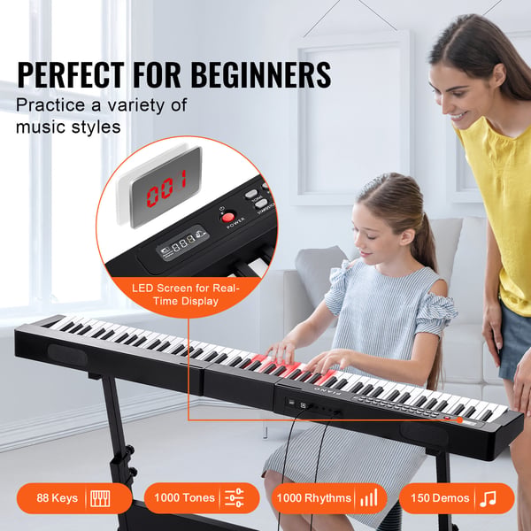 Digitalt klaver, 88-tangenters semi-vægtet keyboard, 128,5x22,5x7,5 cm, bærbar