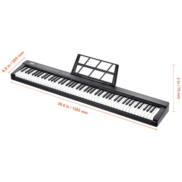 Digitalt klaver, 88-tangenters semi-vægtet keyboard, 128,5x22,5x7,5 cm, bærbar