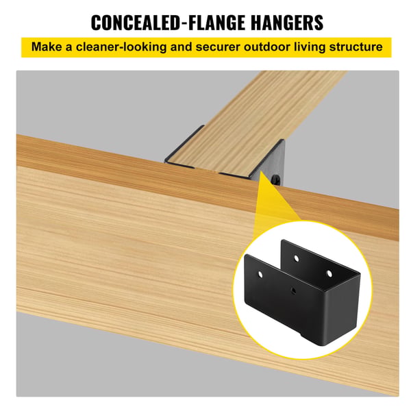 Bjælkesko, Skjult Flange 51x45.5x94 mm, Sort, Stål