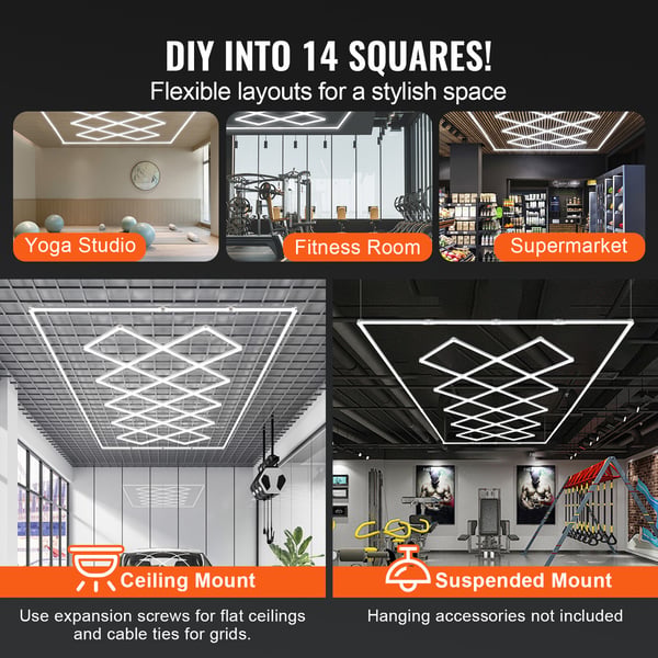 LED Garage Taklampor, 4840x2433x42 mm, Kallvit, Belysning